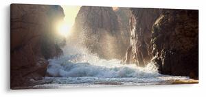 Tablou - Stânci și valuri ale oceanului (120x50 cm)