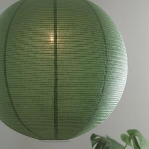 PR Home Lampă suspendată Haru, verde, Ø 50 cm, hârtie, E27, cablu alb, reglabil, Verde, Camera de zi / sufragerie, Hârtie / Carton, glob