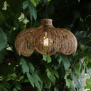 PR Home Lampă suspendată pentru exterior Belle, ratan natural, Ø 43 cm, priză IP44, Lemn, Lemn