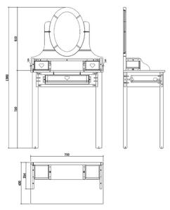 Vipack Masă de toaletă pentru copii "Amori", cu oglindă, alb, lemn AMDT7014