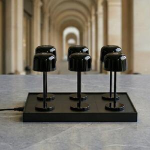 Lucande Lampă de masă cu LED și baterie reîncărcabilă Quill, negru, 6 bucăți, stație de, reglabil, Negru, Camera de zi / sufragerie, Aluminiu, Modern