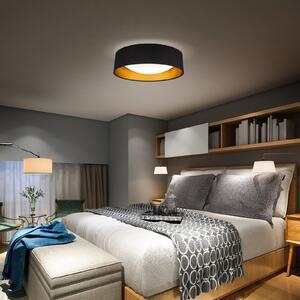 B.K. Licht Plafonieră LED Kari, negru/auriu, textil, 4.000 K, Negru, Camera de zi / sufragerie, Țesătură / Textil, Modern