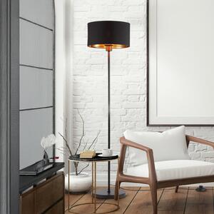 B.K. Licht Lampadar Kari, dreaptă, negru/auriu, textil, E27, Negru, Camera de zi / sufragerie, Țesătură / Textil, Modern