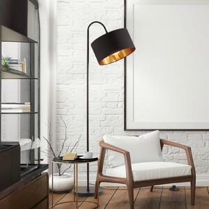 B.K. Licht Lampadar Kari, curbat, negru/auriu, textil, E27, Negru, Camera de zi / sufragerie, Țesătură / Textil, Modern