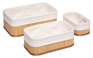Set de trei recipiente din bambus pentru cosmetice