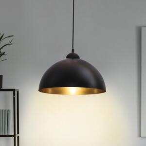 B.K. Licht Set de 2 lampe suspendate Goldi, negru/auriu, Ø 30 cm, metal, E27, reglabil, Negru, Camera de zi / sufragerie