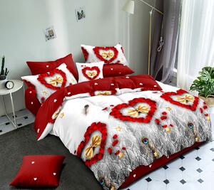 Lenjerie de pat pentru o persoana cu husa elastic pat si fata perna dreptunghiulara, Saran, bumbac mercerizat, multicolor