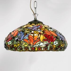 Artistar Elaine lampă suspendată în stil Tiffany, 1 surse, reglabil, Multicolor, Camera de zi / sufragerie, Sticlă, Tiffany