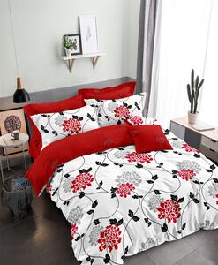 Lenjerie de pat pentru o persoana cu husa elastic pat si fata perna dreptunghiulara, Benen, bumbac mercerizat, multicolor