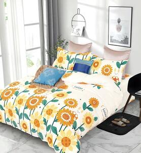 Lenjerie de pat pentru o persoana cu husa elastic pat si fata perna dreptunghiulara, Iliotropio, bumbac mercerizat, multicolor