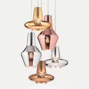 AILATI Lampă suspendată Romeo 130 cm auriu metalic, reglabil, Roz / Rosé, Camera de zi / sufragerie, Sticlă, Modern