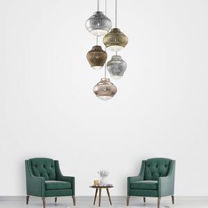 AILATI Bonnie lampă suspendată 130 cm argintiu metalic, reglabil, Metalic, Camera de zi / sufragerie, Sticlă, Modern