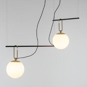 Artemide Lampă suspendată din sticlă nh S3 2, cu două lumini, reglabil, Auriu / Alamă, Camera de zi / sufragerie, Metal, Design