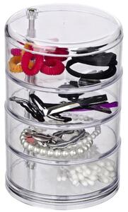 Organizator bijuterii si cosmetice 4 compartimente, Transparent, 17,5x11x11 cm, Wenko