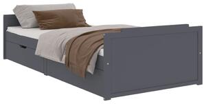 Cadru de pat cu sertare, gri închis, 90x200 cm, lemn de pin