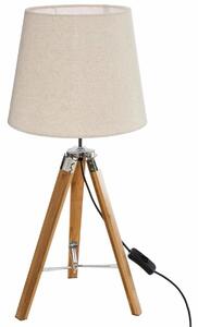 Lampa de masa cu trepied, lemn, 58 cm
