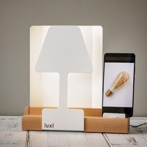 Aluminor Luxi lampă de masă LED stație încărcare, reglabil, Lemn, Camera de zi / sufragerie, Lemn, Modern