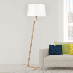 Aluminor Memphis LS lampadar cu abajur textil, alb, Lemn, Camera de zi / sufragerie, Lemn, Scandinavă