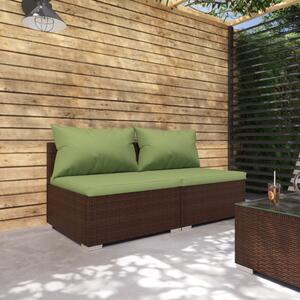 Set mobilier relaxare grădină cu perne 2 piese maro poliratan