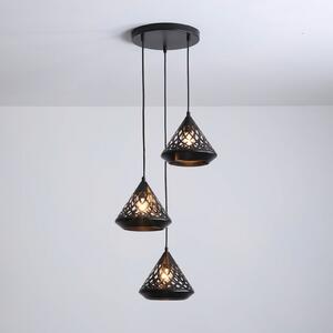 Aluminor Cone lampă suspendată, trei surse, reglabil, Negru, Camera de zi / sufragerie, Metal, Marocan / Oriental