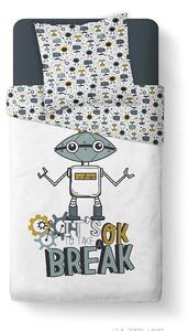 Lenjerie de pat pentru copii 140x200 cm KOOL, reversibila, model cu roboti