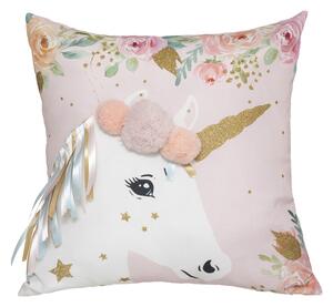 Pernă decorativă cu unicorn, poliester, 40 x 40 cm