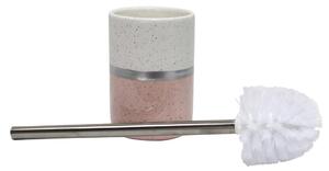 Perie cu suport din ceramic, alb/roz, 9,5 x 38 cm