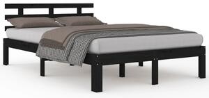 Cadru de pat, negru, 140x190 cm, lemn masiv de pin