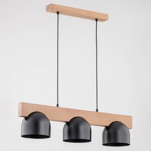 Envostar Afon lampă suspendată, 3 becuri, fag/negru, reglabil, Lemn, Camera de zi / sufragerie, Lemn, Modern