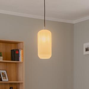 Argon Lampă suspendată Kaja cu abajur lung din sticlă, opal, reglabil, Alb, Camera de zi / sufragerie, Sticlă, Modern