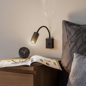 Argon Aplică de perete Raisio, braț flexibil, negru, reglabil, Negru, Camera de zi / sufragerie, Metal, Modern, Lumină de lectură