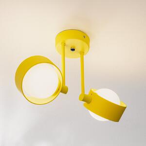 Argon Plafonieră Mado din oțel, galben, 2 becuri, reglabil, Galben, Camera de zi / sufragerie, Metal, Modern