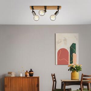Briloner Plafonieră Wood Basic, cu trei becuri, reglabil, Lemn, Camera de zi / sufragerie, Lemn