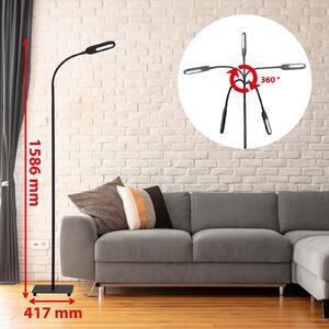 Briloner Lampă de podea cu LED Office Step, reglabilă, negru, reglabil, Negru, Camera de zi / sufragerie, Metal, Modern, Lumină de lectură