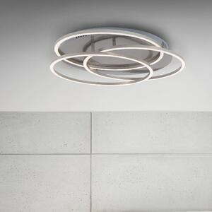 Briloner Frames plafonieră LED trei inele, funcție memorie, reglabil, Gri, Camera de zi / sufragerie, Metal, Modern
