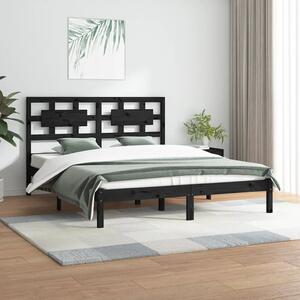 Cadru de pat, negru, 120x200 cm, lemn masiv de pin