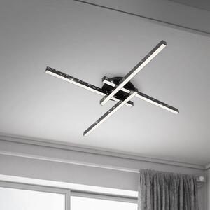 Briloner Rey plafonieră, efect sclipitor, 4 surse, neagră, Negru, Camera de zi / sufragerie, Metal, Modern, Plafon cu flacără multiplă