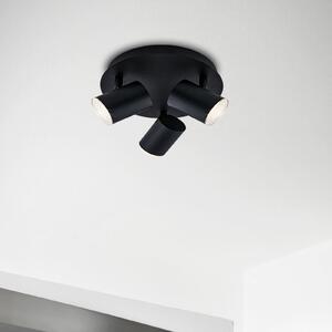 Briloner Banyo Splash spot de plafon GU10 IP44 rotund 3s., reglabil, Negru, Camera de zi / sufragerie, Metal, Modern, Plafon rotund direct