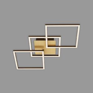 Briloner Plafonieră LED Frame, aurie, dimabila, 3 becuri, reglabil, Auriu / Alamă, Camera de zi / sufragerie, Metal, Modern, Plafon cu flacără multiplă
