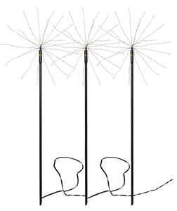 STAR TRADING Lampă decorativă cu LED Firework pentru exterior, set de 3 bucăți, alb cald, Negru, Metal