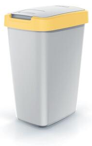 Coș de gunoi cu capac colorat, 12 l, galben/gri
