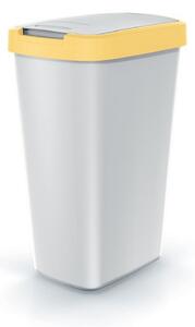 Coș de gunoi cu capac colorat, 45 l, galben/gri