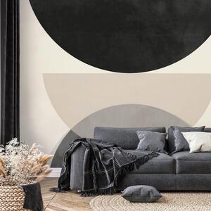 Tapet semicercuri geometrice alb-negru