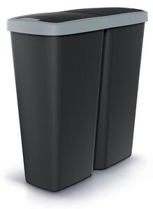 Coș de gunoi DUO negru, 50 l, gri/negru