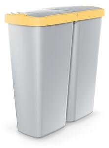 Coș de gunoi DUO gri, 50 l, galben/gri