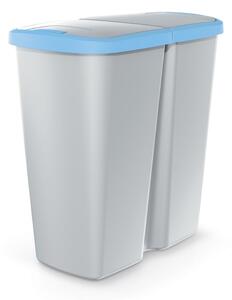 Coș de gunoi DUO gri, 45 l, albastru/gri