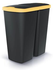Coș de gunoi DUO negru, 45 l, galben/negru