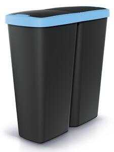 Coș de gunoi DUO negru, 50 l, albastru/negru