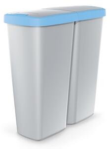 Coș de gunoi DUO gri, 50 l, albastru/gri
