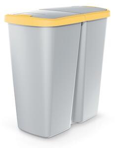 Coș de gunoi DUO gri, 45 l, galben/gri